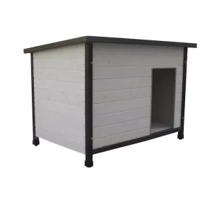 Geïsoleerd houten hondenhok Wit