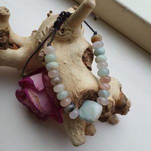 Handgemaakte edelsteen armband – Amazoniet vierkante kraal – boho armband voor dames