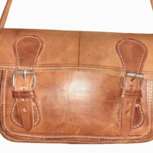 Handgemaakt in Marokko Rechthoekige tas met 2 gespen – rund leer – kleine schouder tas LICHT BRUIN