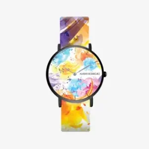 Kleurrijke dames horloge – Japanse uurwerk – silicone armband – comfortabel – Kleurrijke art op wit