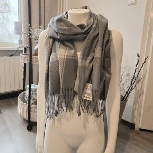 Zachte sjaal geruite scarf GRIJS herfst – winter – wol en viscose – geschikt voor dames en heren 1st