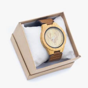 Vintage herenhorloge lederen band – houten horloge corpus – irritatie vrij polshorloge WA-290