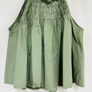 Katoenen zomer spaghetti top – hoge decolleté – cropted top – elastisch – kleur MILITAIR GROEN – maat 38/40