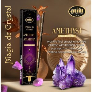 2 pakketen Handgemaakte wierook sticks met AMETHIST edelsteen gratis – Rust – Wijsheid 20gr
