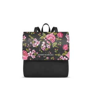 Eco gerecycled leer rugtas – verstelbare riem – rugzak – patroon van Luxe rooskleurige kunst bloemen