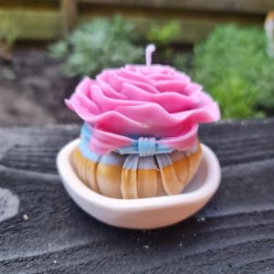 Prachtige handgemaakte kaars van organische soja was – luxe geur – schoteltje cadeau – diverse kleuren 150gr
