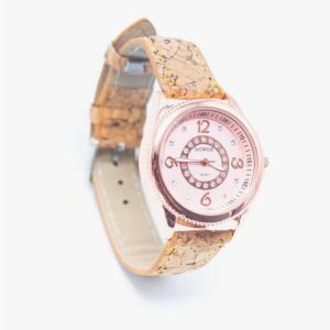Ecologische Horloge met eerlijke kurk band voor dames – elegante – Roze/goudkleurig horloge kast WA-385-A