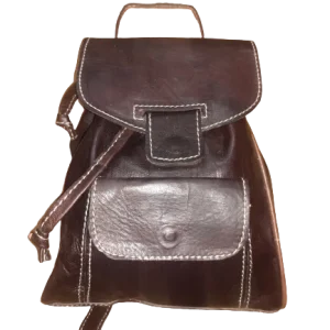 100% Runden Lederen dubbele magneet kleine rugzak – handgemaakt in Marokko DONER BRUIN