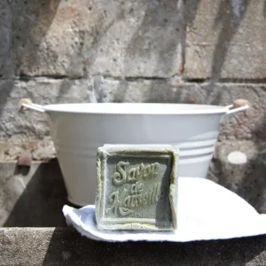 Marseillezeep Extra Puur 72% – Olijfolie – GREEN Cube – huid en keuken – Ruwe zeep gemaakt in Frankrijk 300gr