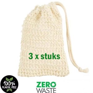 3 x sisal zeep zakjes – ecologisch – natuur product – 10x14cm – zero waste – 3stuks