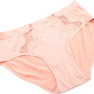 2 stuks Elegante dames elastische slips met kant decoratie, Maat XL kleur TAN