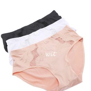 2 stuks Elegante dames slips met kant decoratie – maat L – kleur WIT