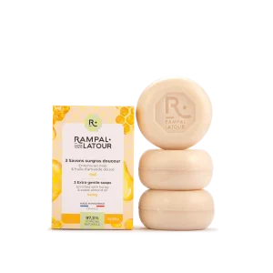 3 stuks Gecertificeerde surgras zepen – Honing – gemaakt in Frankrijk – amandel olie 3x125mg