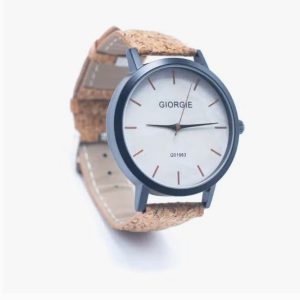 Ecologische Horloge met puur kurk band – licht gemarmerde wijzerplaat – unisex – milieuvriendelijk –  WA-318
