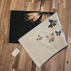 Heerlijk warme sjaal ZWART-BEIGE herfst – winter – wol en viscose – warme scarf 1st